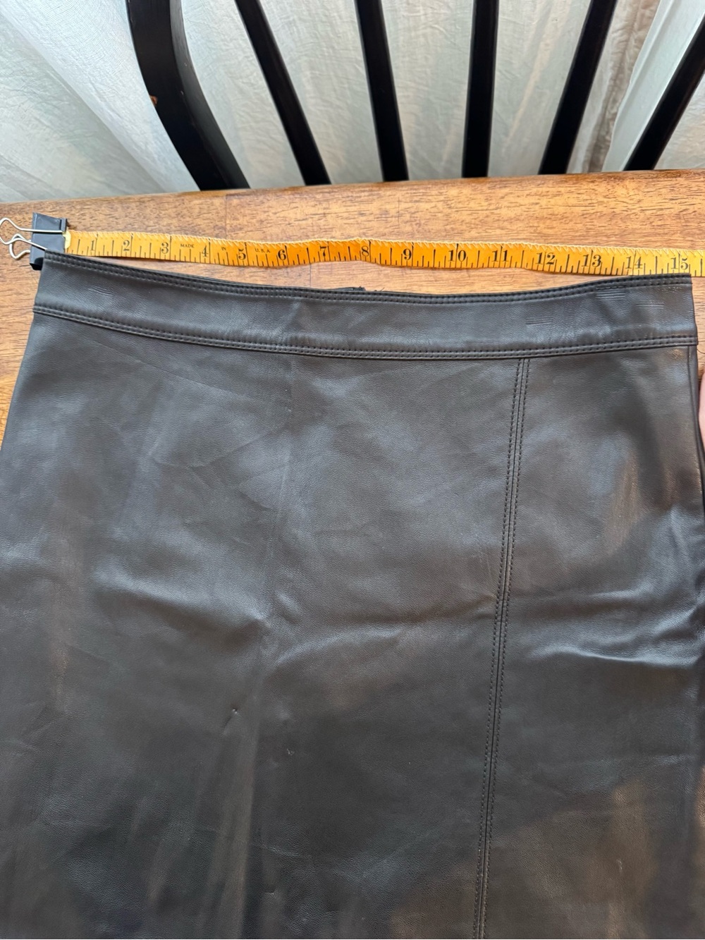 Ann Taylor Black Faux Leather Midi Pencil Skirt - Picture 6 of 7